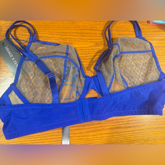 Savage X Fenty 42 D lil’ tied up cobalt blue bra NWT - Picture 4 of 6